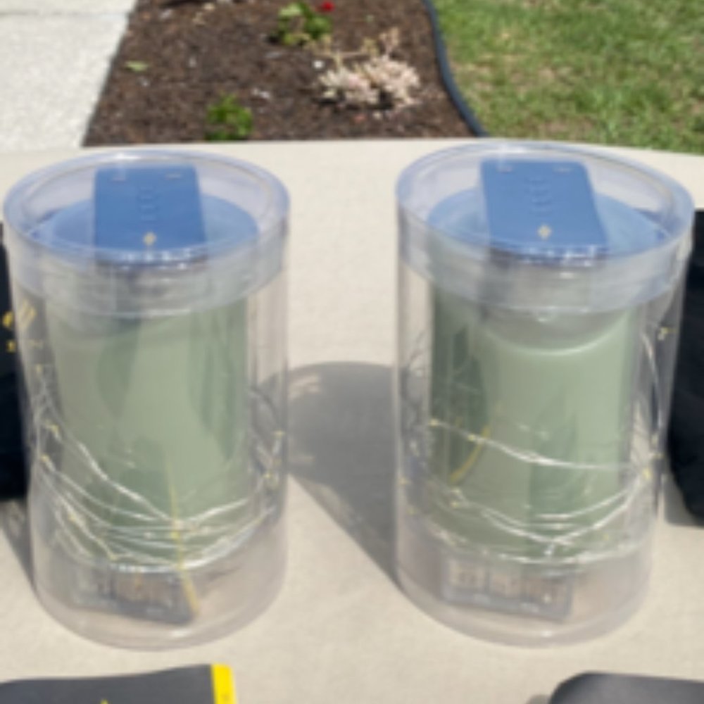 Luminara Set of (2) 4" Candles with Micro Lights, Remote & Bag - Sage Green